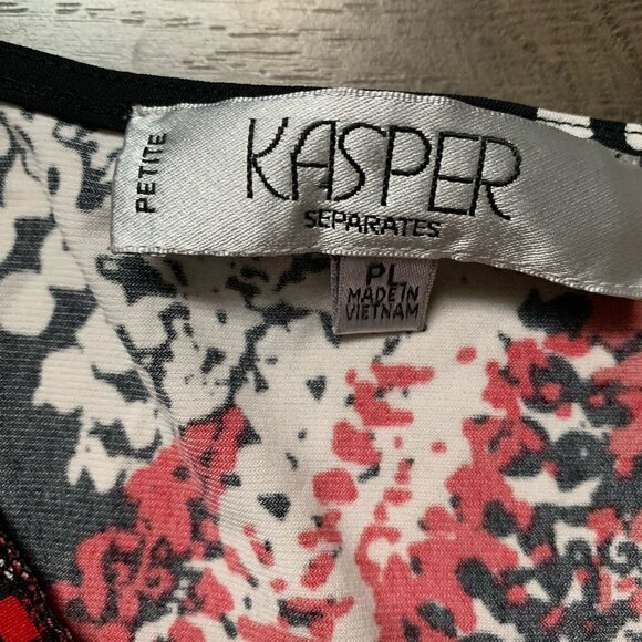 Abstract Artsy Y2K Kasper Separates petite Red Black Sleeveless Blouse Size PL - Picture 4 of 6